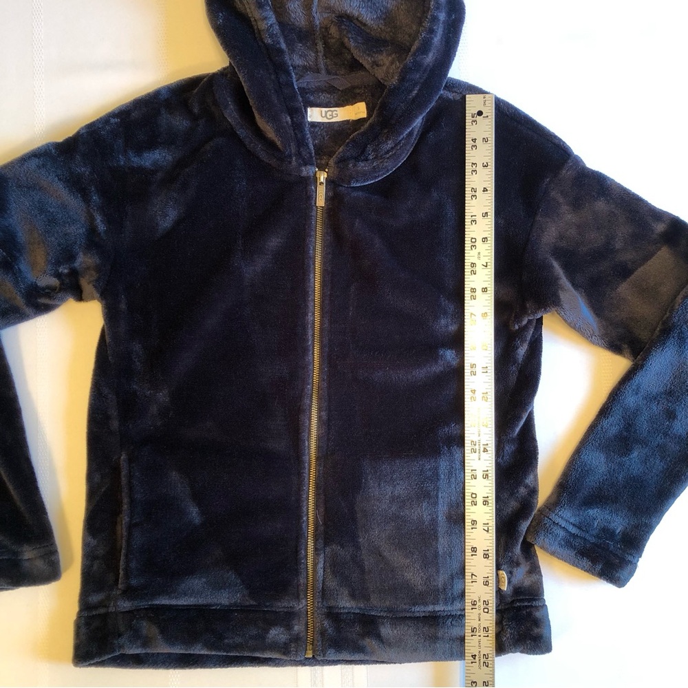UGG Midnight Blue Zip Front Velour Plush Hoodie Size S - Picture 6 of 9